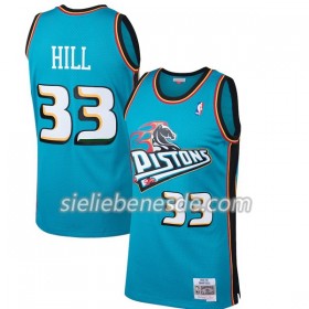 Herren NBA Detroit Pistons Trikot Grant Hill 33 Hardwood Classics Blau Swingman